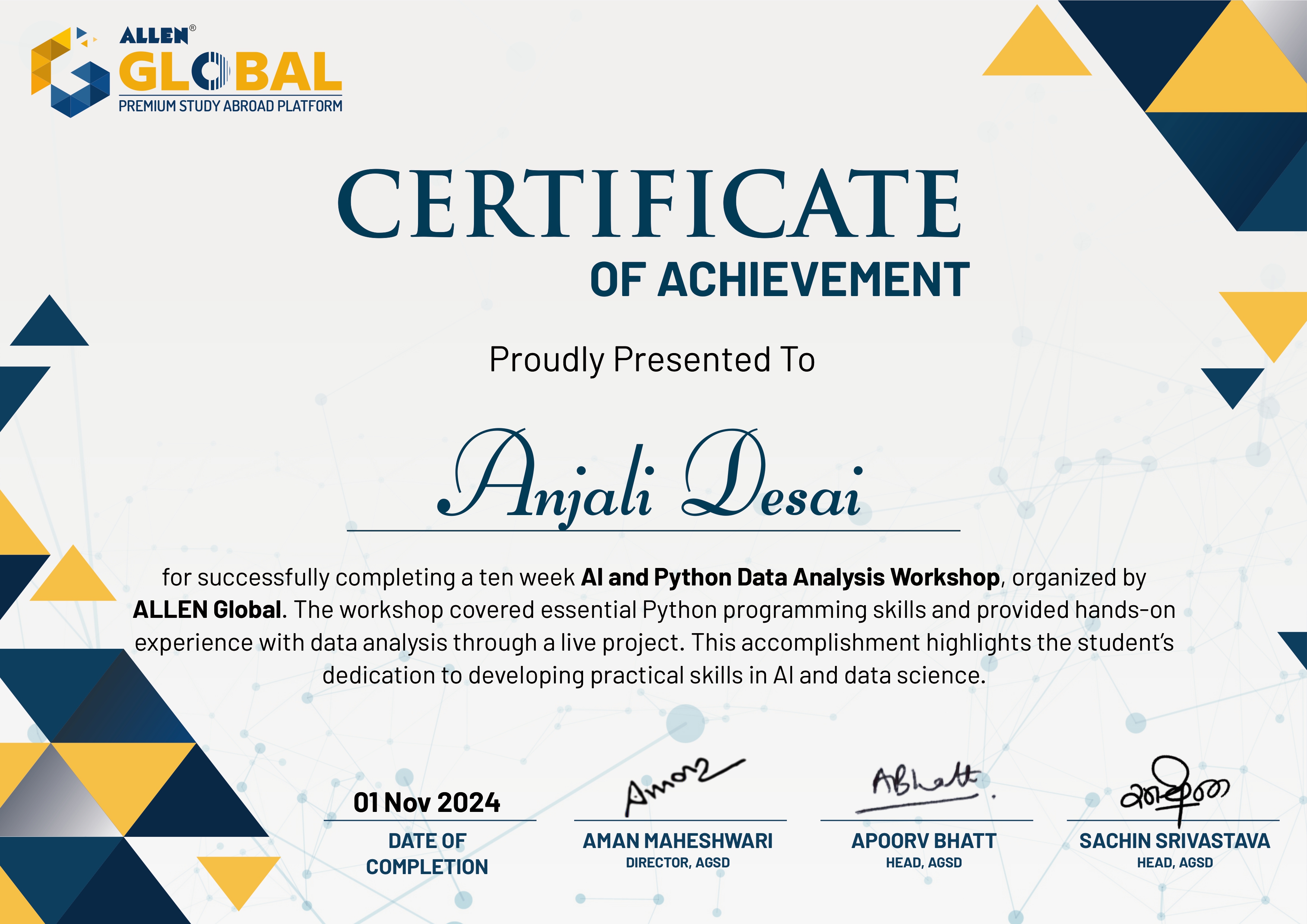 AGSD AI Bootcamp Completion